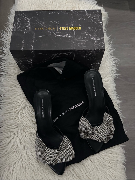Steve Madden Shoes - (NWT) Jessica Rich/Steve Madden Crystal Bow Slide Heels